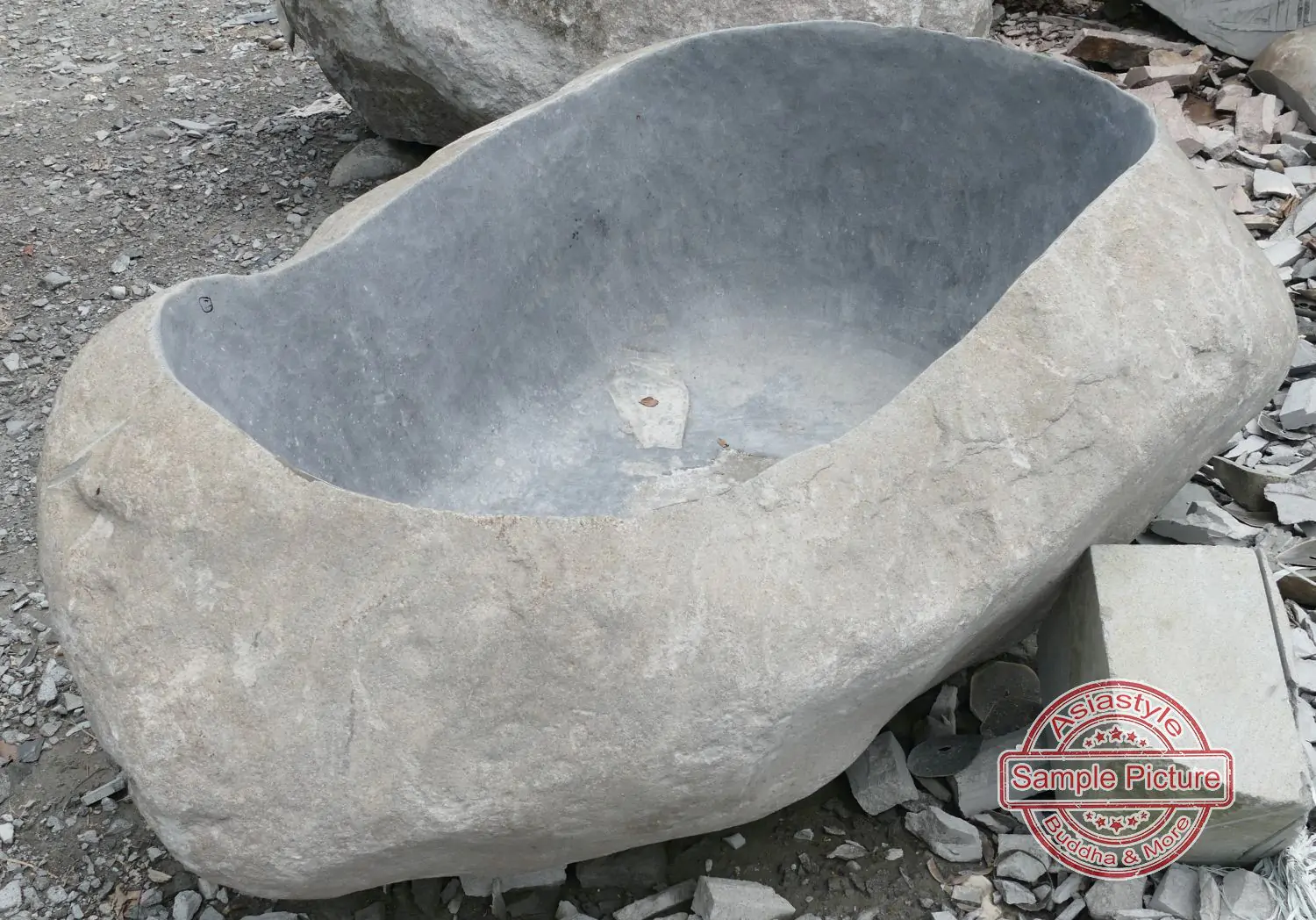  Product image 2 of the product “Riverstone basin, natural surface, polished inside. Dia approx 171-180cm Height 71-80cm ”